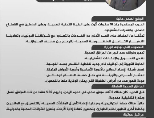 وزير الصحة في حوار خاص لـ«الثورة»: 60% فقط من المرافق الصحية تعمل ونواجه تحديات كبرى بسبب الانقلاب